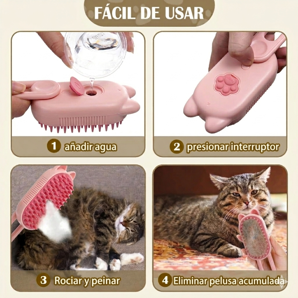 Cepillo a Vapor para Perros y Gatos