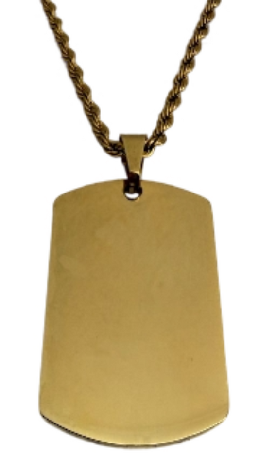 Collar de placa dorada en acero inoxidable, Personalización con foto incluida